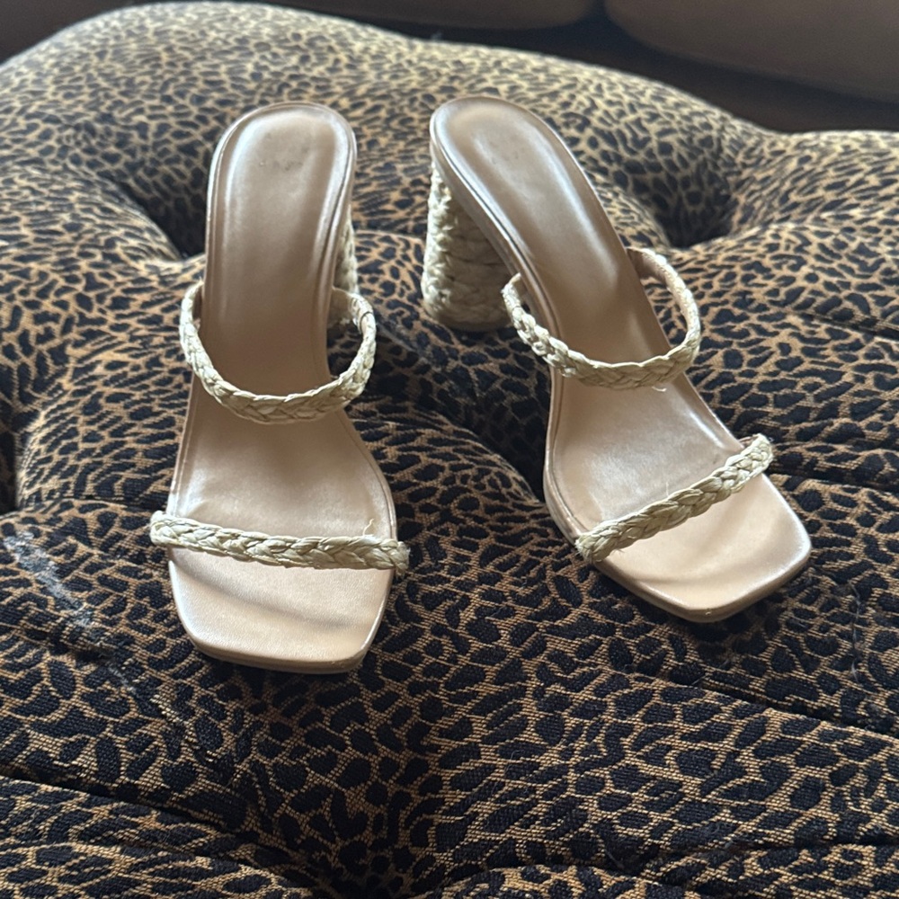 a new day Cream Braided Strap Heels